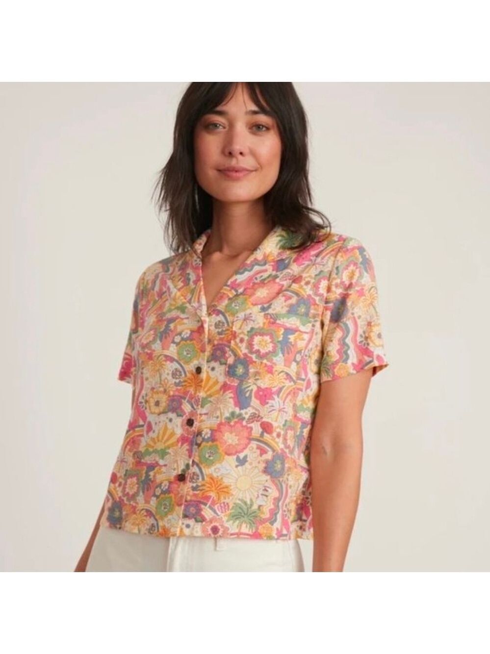 Lucy Pink Multi Floral Button-Down Shirt